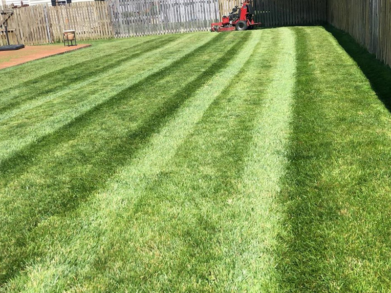 Crew mowing naperville lawn.