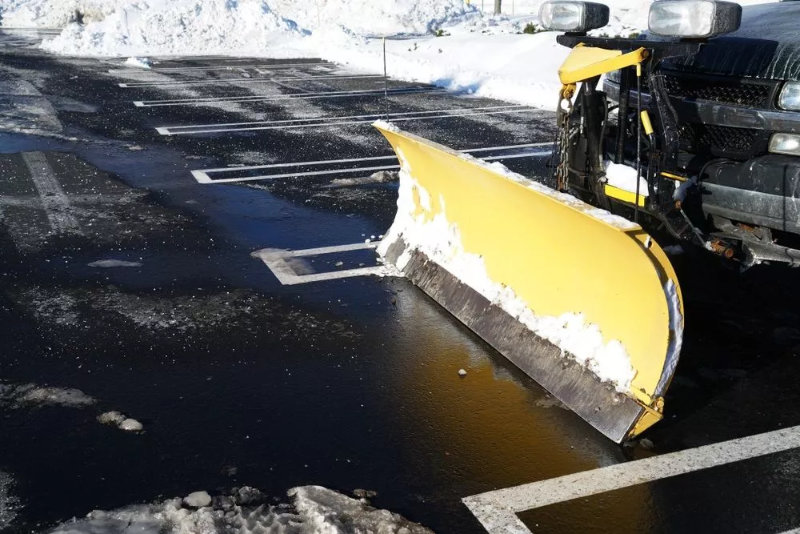 snow plowing truck in Batavia.